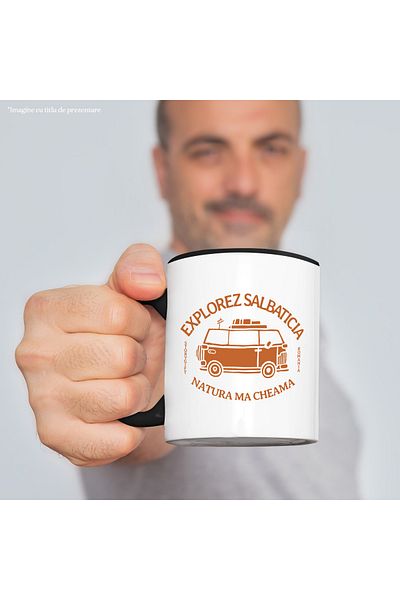 StoryGift Romania Mug explore wilderness caravan nature adventure, 330ml, Ceramic with Black Handle, With
