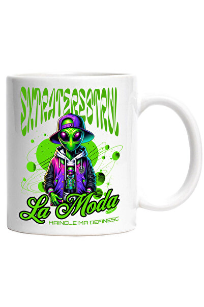 StoryGift Romania Cana cu Extraterestru Stil Stradal Fashion Text Hainele ma ...