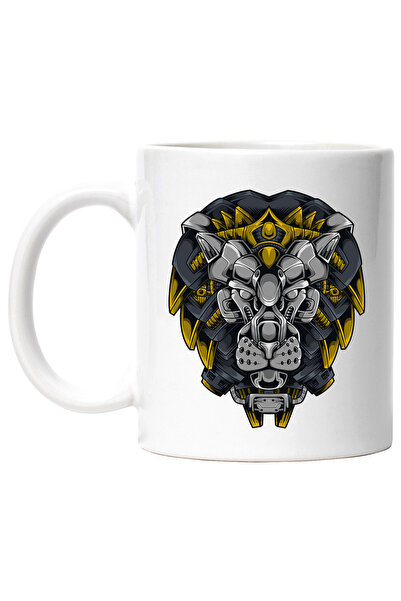 StoryGift Romania Cana Cu Leu, Cap, Coama, Robot, Cyberpunk, Sci Fi, Multicol...