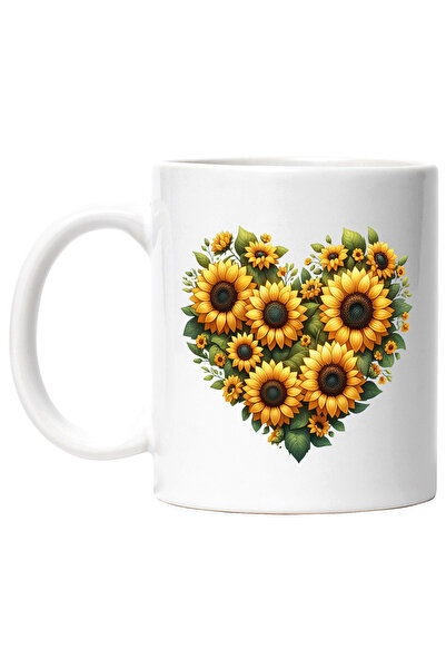 StoryGift Romania Cana cu o inima facuta din flori de floarea-soarelui, iubir...