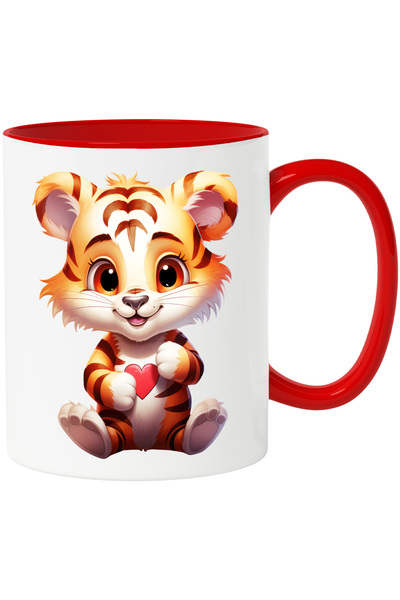 StoryGift Romania Cana cu un pui de tigru fericit | ilustratie | inima | apre...