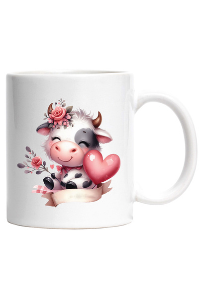 StoryGift Romania Cana cu o vacuta vesela | zambeste | imbujorata | flori | i...