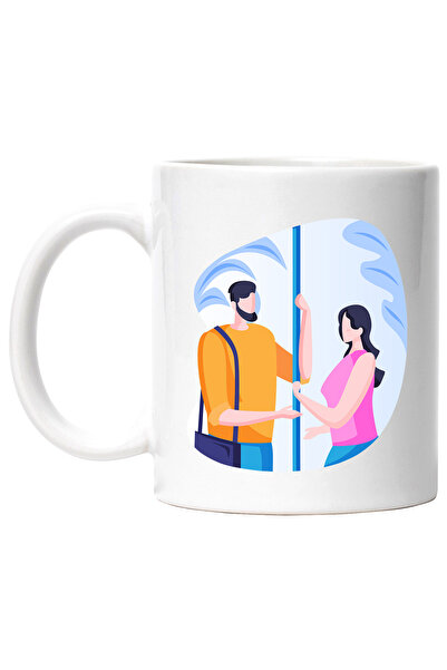 StoryGift Romania Cana Cu Cuplu, Bara, Geanta, Frunze, Multicolor 330 ml, Cer...