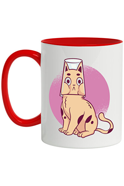 StoryGift Romania Cana Cu Pisica, Pahar, Cerc, Coada, Pete, Ilustratie, Multi...