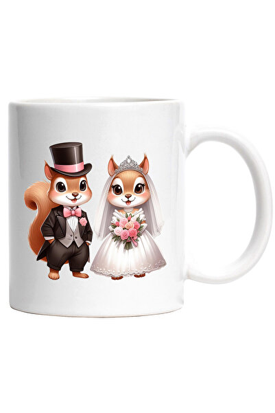 StoryGift Romania Cana cu 2 veverite fericite la nunta | ilustratie | rochie ...