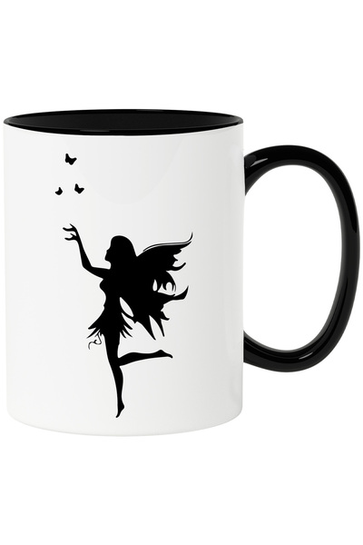 StoryGift Romania Cana cu o zana ca-n povesti - fluturi cu Maner Negru, Cu Ma...