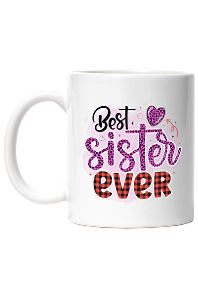 StoryGift Romania Mug with the message "Best sister ever", illustration, fami...