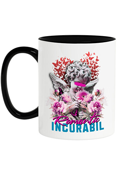 StoryGift Romania Cana cu Inger Statuie Copil Cu Flori Roz Text Romantic Incu...