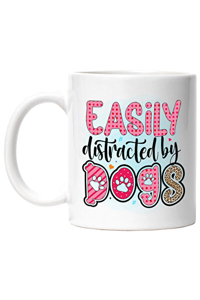 StoryGift Romania Cana cu mesajul "Easily distracted by dogs", caine, animal ...