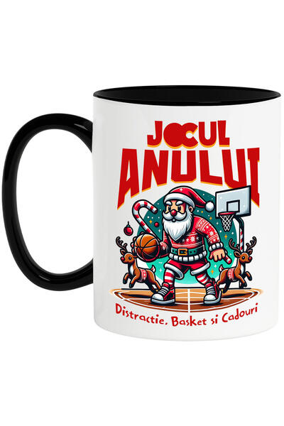 StoryGift Romania Cana cu Mos Craciun Pe Terenul De baschet Cu reni Text Jocu...