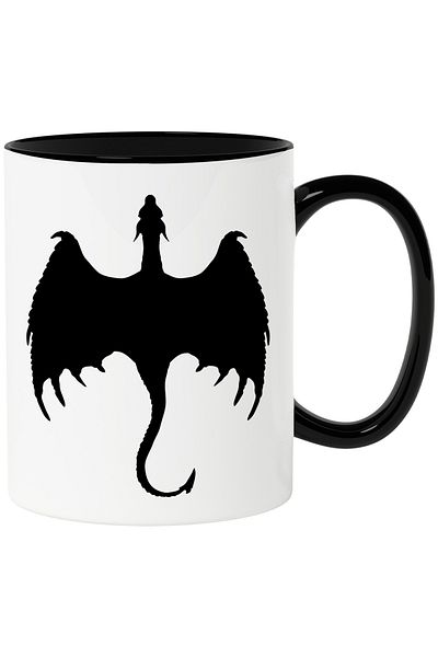 StoryGift Romania Cana cu un dragon din povesti - creatura mitica cu Maner Negru, Cu Maner Negru