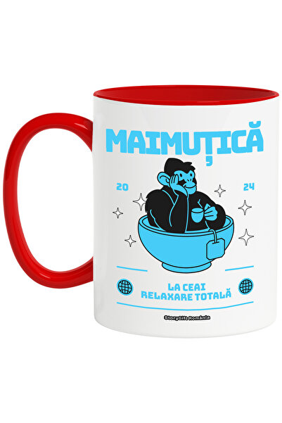 StoryGift Romania Cana Maimutica de Ceai relaxare totala, 330ml, Ceramic cu M...