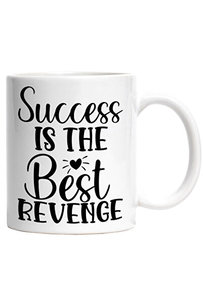 StoryGift Romania Cana cu inimioara si mesajul motivational "Success is the best revenge" - succes, Cu Maner Alb