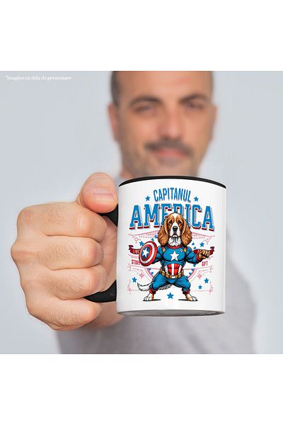 StoryGift Romania Cocker Spaniel Dog Mug in Captain America Costume with Cape, Hero of the Night, With,STG