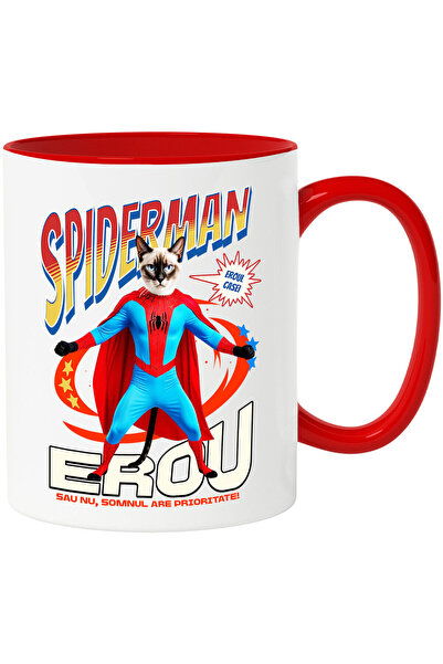 StoryGift Romania Cana cu Siamez / Siamese Pisica In Costum de SpiderMan cu P...