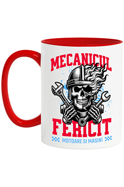 StoryGift Romania Cana cu Craniu Cu Casca Flacari Cheie Mecanic Motor Pasiune...