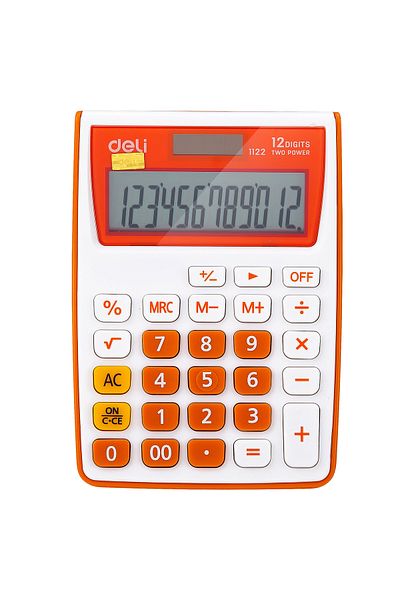 Deli Calculator Pocket 12 Digits White-Orange 1122 Deli