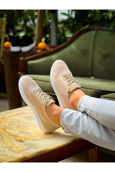 Store KB-101 Kuback Beige Tricoturi Pantofi casual pentru bărbați cu șireturi