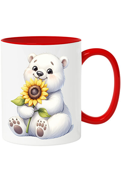 StoryGift Romania Cana cu un urs polar care tine o floare | ilustratie | floa...