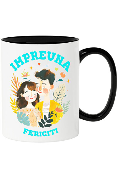 StoryGift Romania Cana cu Cuplu Copii Colorati Stil Pictura Text Impreuna Fer...