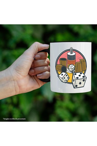 StoryGift Romania Dice Mug, Glasses, Tricks, Circle, Vintage, Multicolor 330 ml, Ceramic with M, With, STG