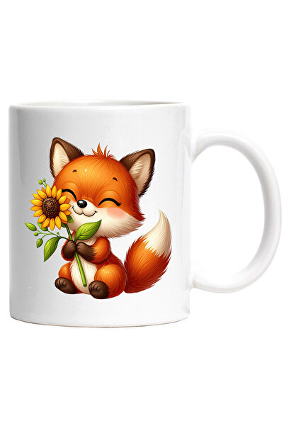 StoryGift Romania Cana cu o vulpita vesela care tine o floare | ilustratie | ...