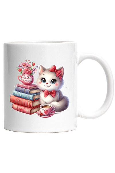 StoryGift Romania Cana cu o pisicuta vesela | cafea | fundite | teanc cu cart...
