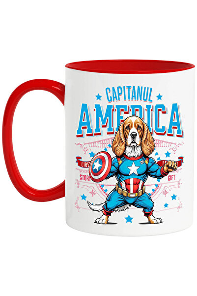 StoryGift Romania Cana cu Cocker Spaniel Caine In Costum de Capitan America c...