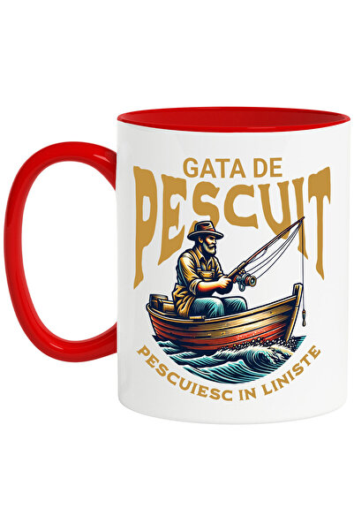 StoryGift Romania Cana cu Barbat In Barca De Lemn Undita Text In Limba Romana...