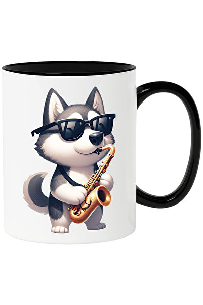 StoryGift Romania Cana cu un caine Husky care canta la saxofon | ilustratie |...
