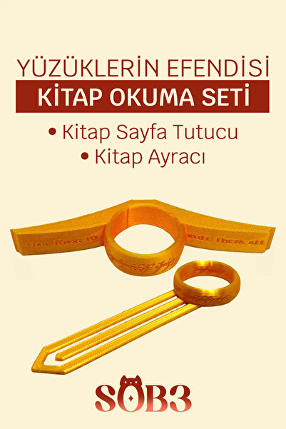 sob3studio Yüzüklerin Efendisi Kitap Sayfa Tutucu Parmak Delikli Okuma Aparatı Ve Kitap Ayracı Seti