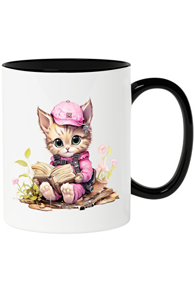 StoryGift Romania Cana cu o pisicuta care citeste dintr-o carte | ilustratie ...