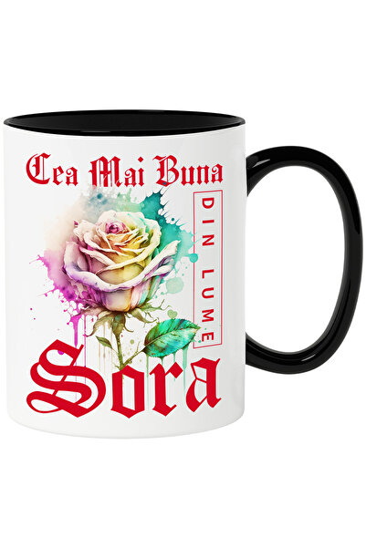 StoryGift Romania Cana Cu Textul Cea Mai Buna Sora, Din Lume, Floare, Trandaf...