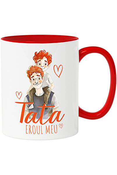 StoryGift Romania Cana cu Tata Si Copil Pe Umeri Familie Text Tata Eroul Meu,...