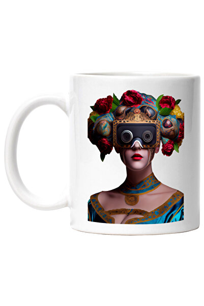 StoryGift Romania Cana Cu Portret, Abstract, Rochie, Ochelari, Flori, Ruj, Mu...