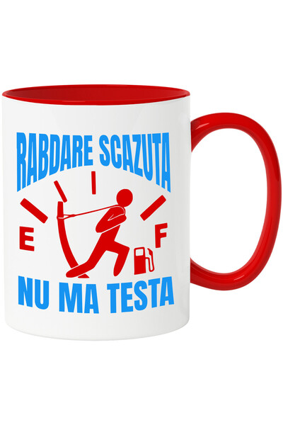 StoryGift Romania Cana cu Barbat Tragand Sfoara Linia Semn Bord Nivel Combustibil Scazut Masina Te, Cu Maner Rosu