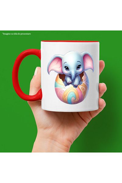 StoryGift Romania Mug with a little elephant coming out of a broken egg | illustration | rebirth | , With ,STG
