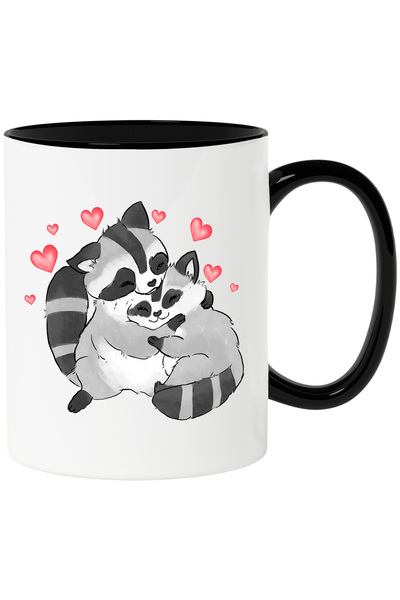 StoryGift Romania Cana cu 2 sconcsi care se imbratiseaza, inimioare rosii, im...