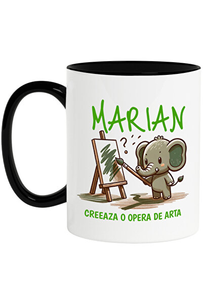 StoryGift Romania Cana cu Elefant Pui Artistic Cu Pensula Pictura Si Tablou C...