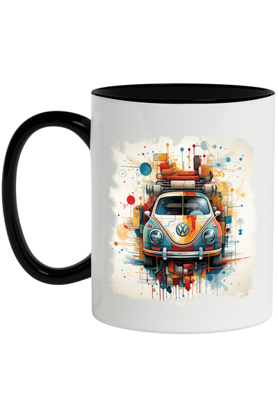 StoryGift Romania Cana Cu Masina, Volkswagen, Vintage, Geometric, Dungi, Mult...