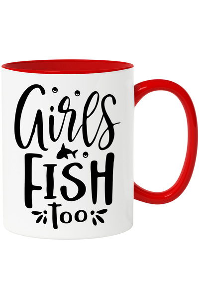 StoryGift Romania Cana cu textul in limba engleza "Girls fish too" - si fetel...