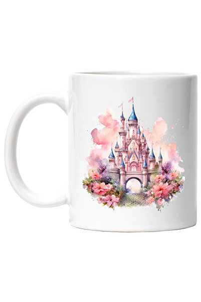 StoryGift Romania Cana cu palatul Disney | ilustratie | flori | pete de culoare | pictura | lume m, Cu Maner Alb