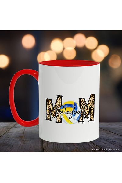 StoryGift Romania Mug with the message "Volleyball Mom", volleyball, mother, illustration, sport, affection, With ,STG