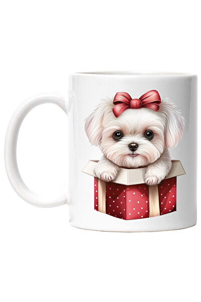 StoryGift Romania Cana cu un catelus vesel care iese dintr-o cutie de cadou |...