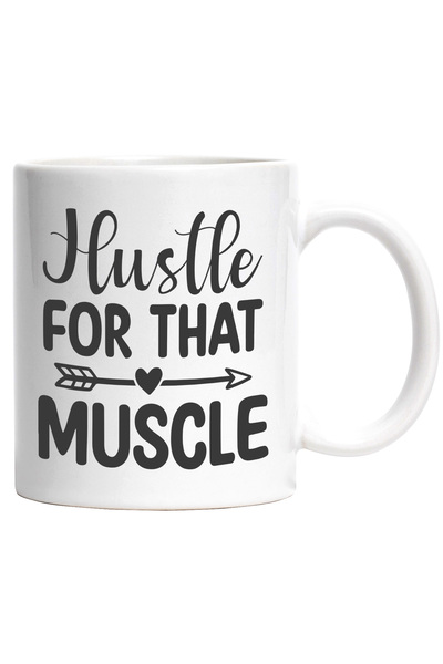 StoryGift Romania Cana cu inimioara si textul "Hustle for that muscle" - munc...
