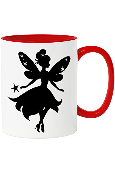 StoryGift Romania Cana cu o zana care are o rochie - stelute cu Maner Rosu, C...