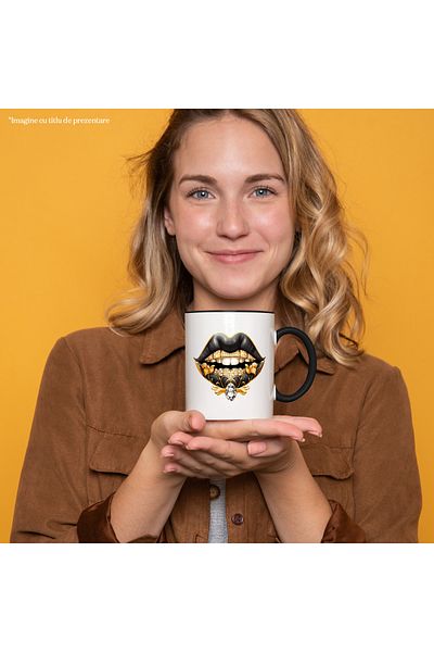 StoryGift Romania Mug With Some Black Lips | White Teeth | Precious Stones | Expensive | Fancy |, With ,stg