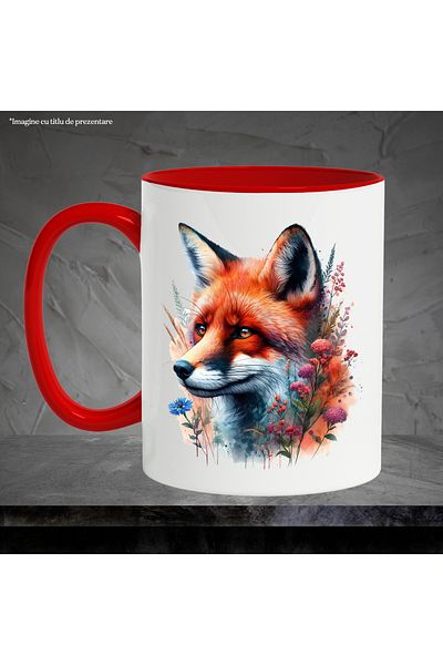 StoryGift Romania Mug with a fox looking into the distance | illustration | flowers | plants | nature, With,STG.