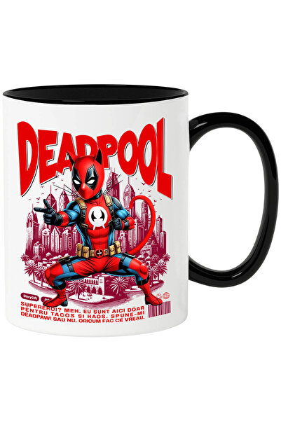 StoryGift Romania Cana cu Siamez / Siamese Pisica In Costum de DeadPool cu Pe...