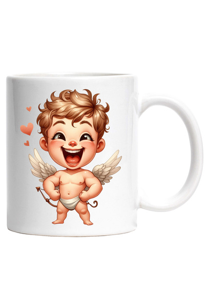 StoryGift Romania Cana cu un bebelus Cupidon care rade | ilustratie | aripi |...